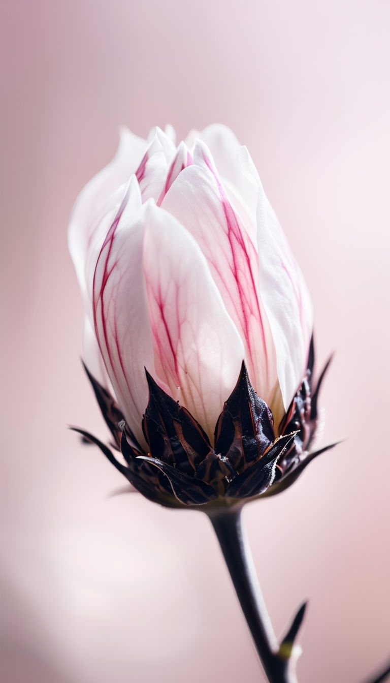 Delicate Pink Flower Bud Macro Photography Mobile Wallpaper
