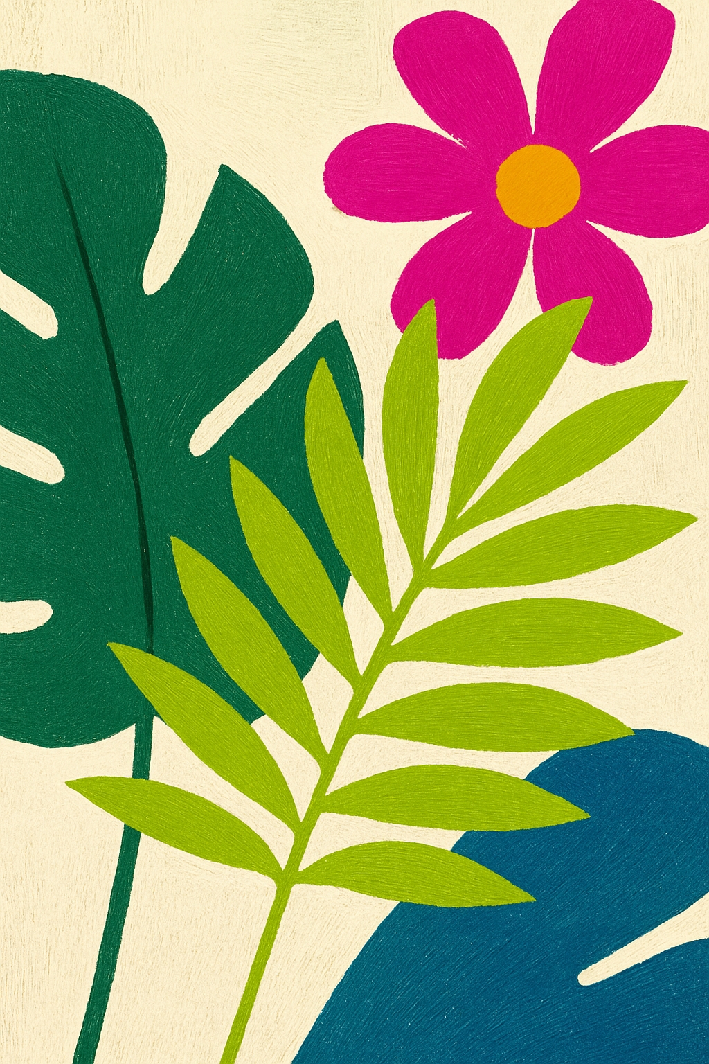 Vibrant Modern Botanical Abstract Illustration Mobile Wallpaper