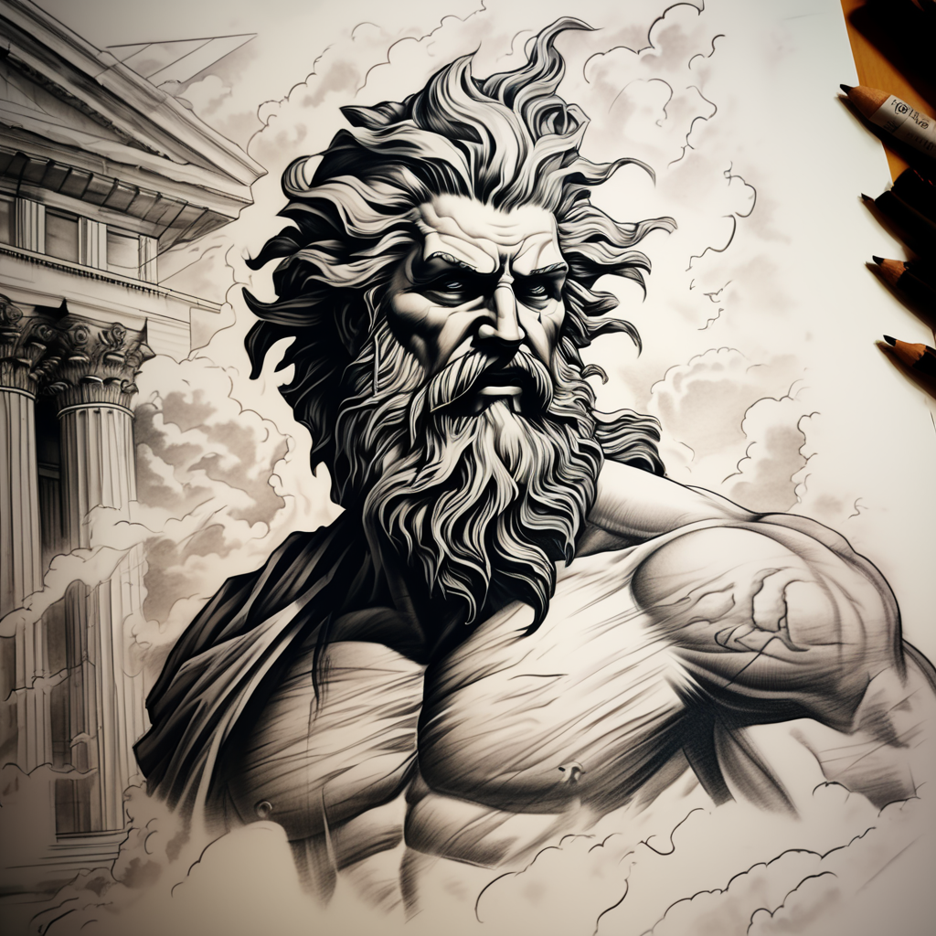 Tattoo sketch in horror style of the ancient Greek god Zeus ... by ...