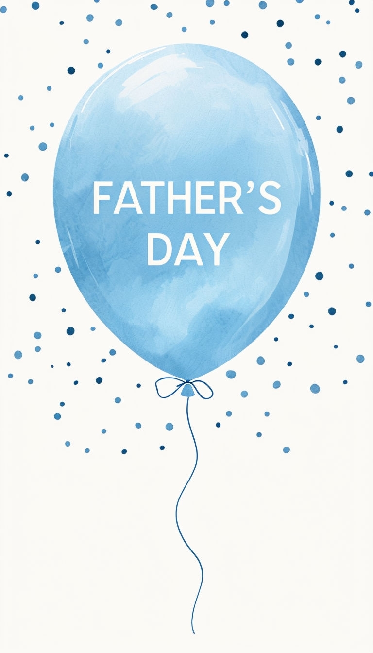 Sky Blue Father's Day Balloon with Elegant Confetti Design Social Media Post