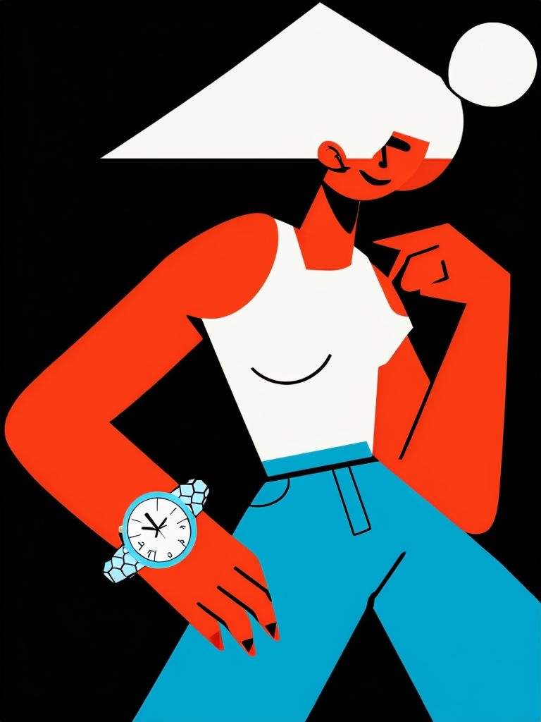 Vibrant Minimalist Character Illustration on Black Background Art