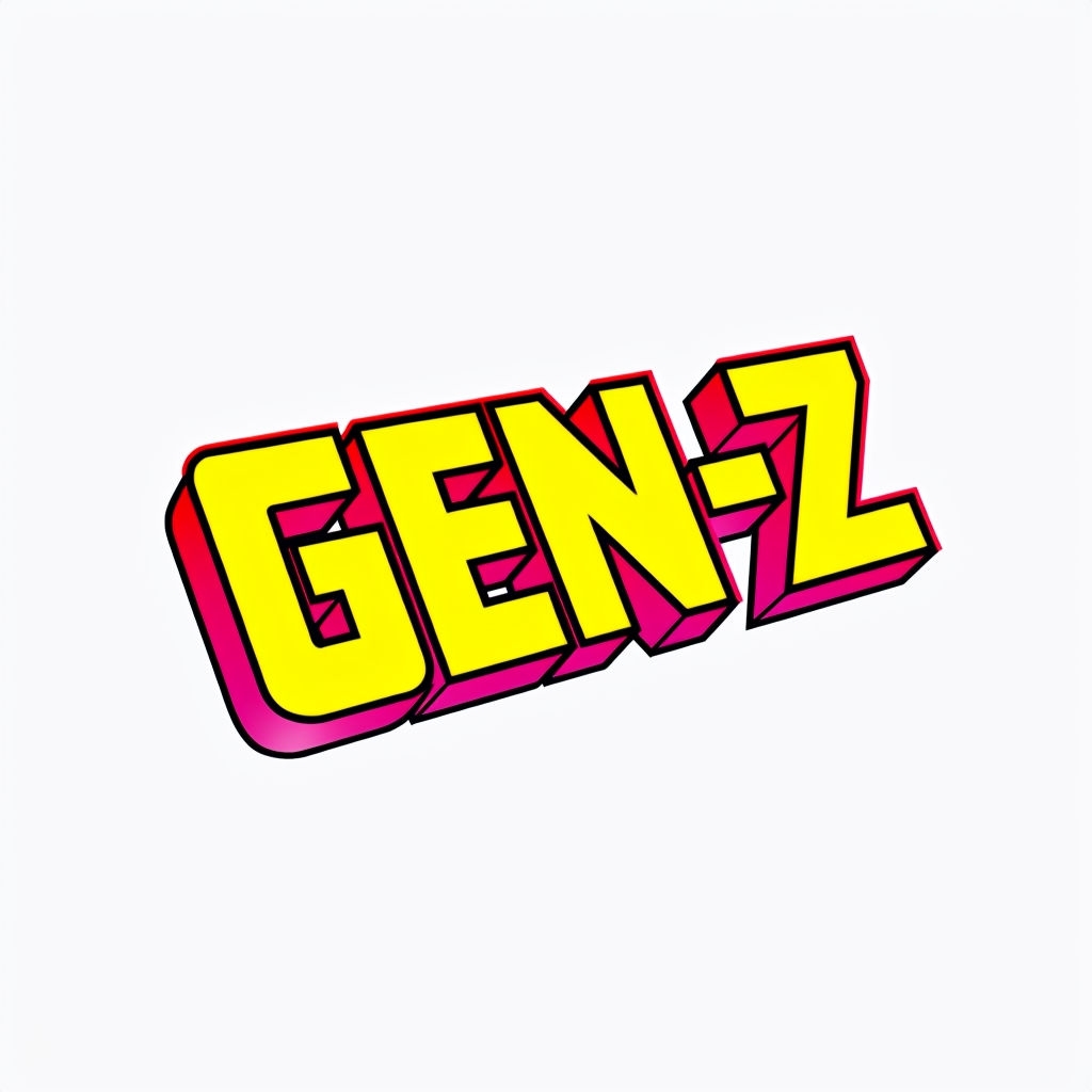 Gen-Z Inspired 3D Block Text Graphic T-Shirt