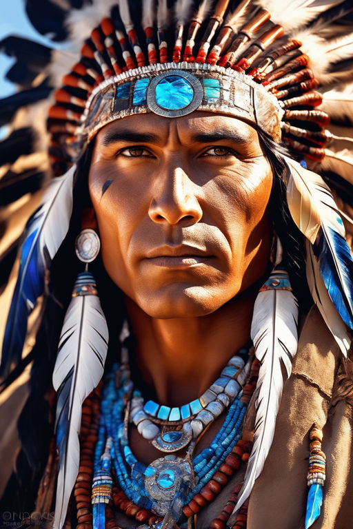 Portrait of an American Indian in the wild west style by Владимир Маляр ...