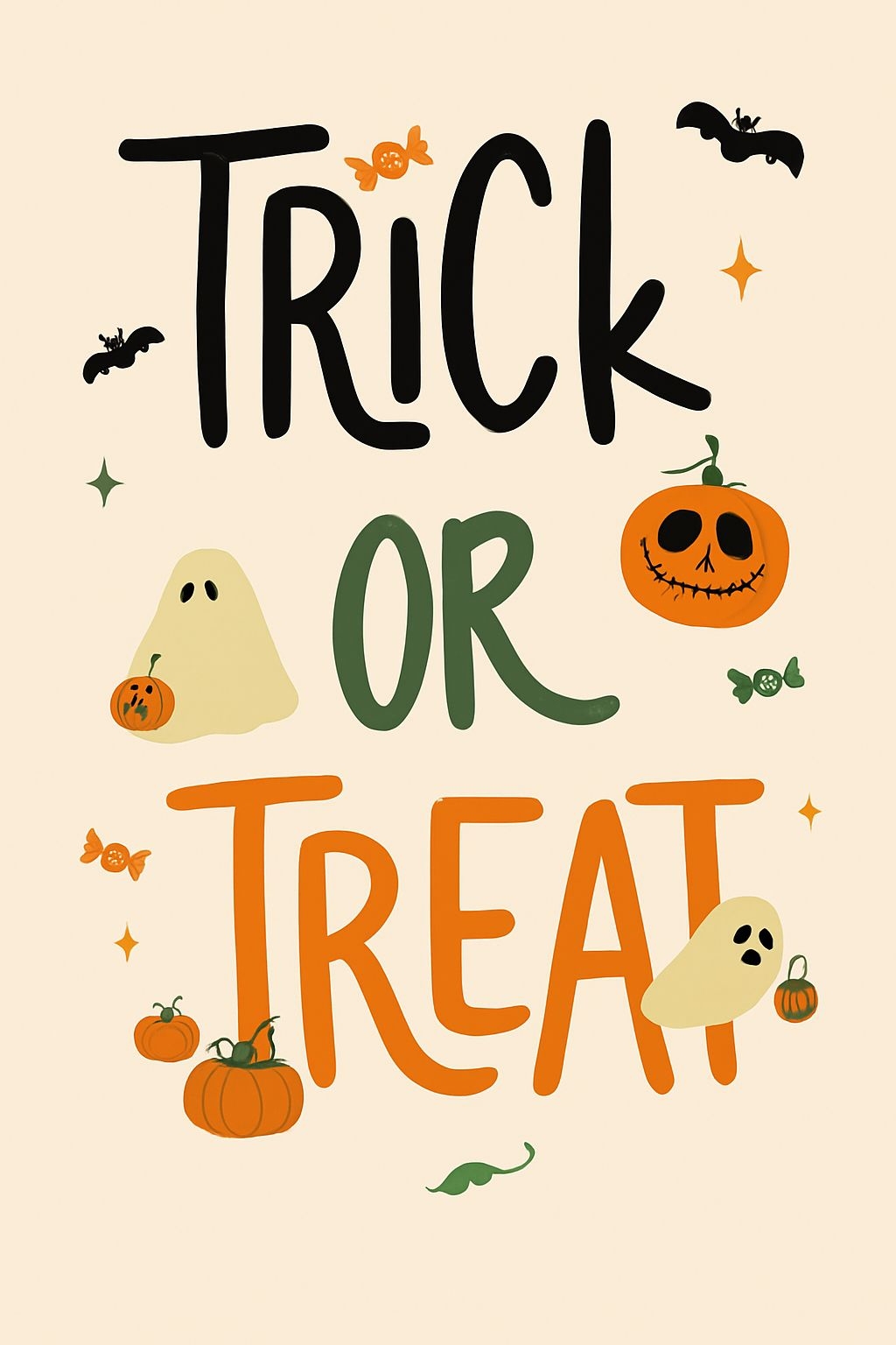 Playful Halloween Trick or Treat Graphic Design Poster