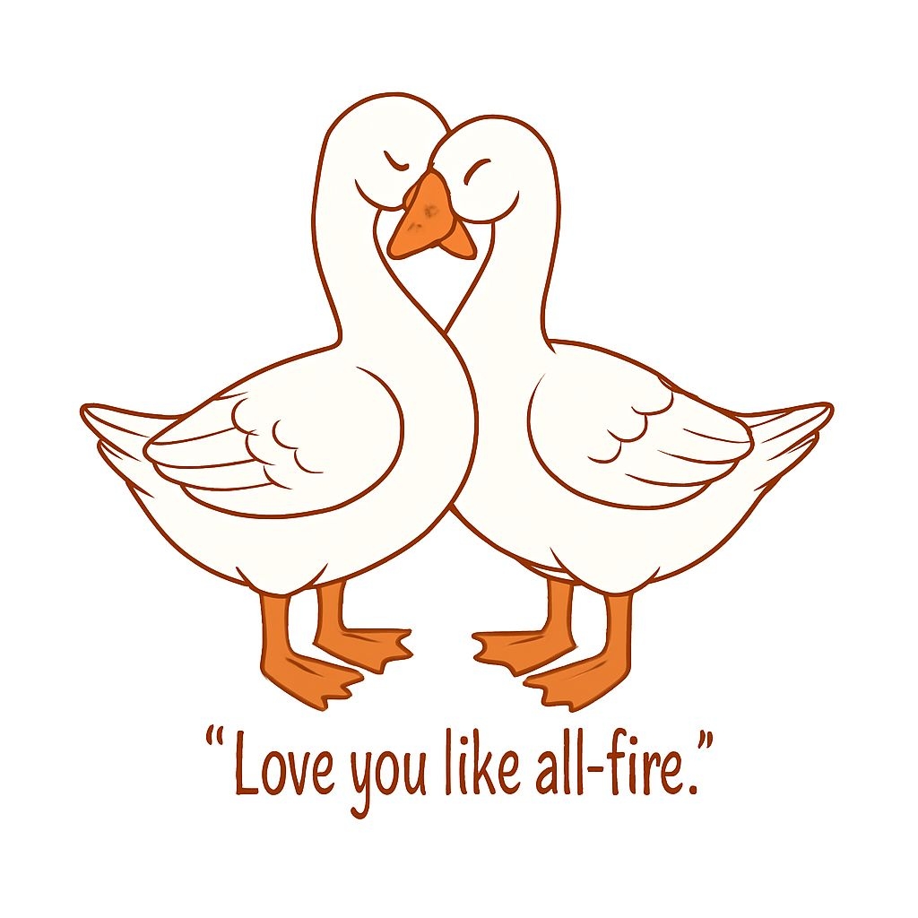 Cartoon Love Geese with Heart Shape and Playful Quote Sticker