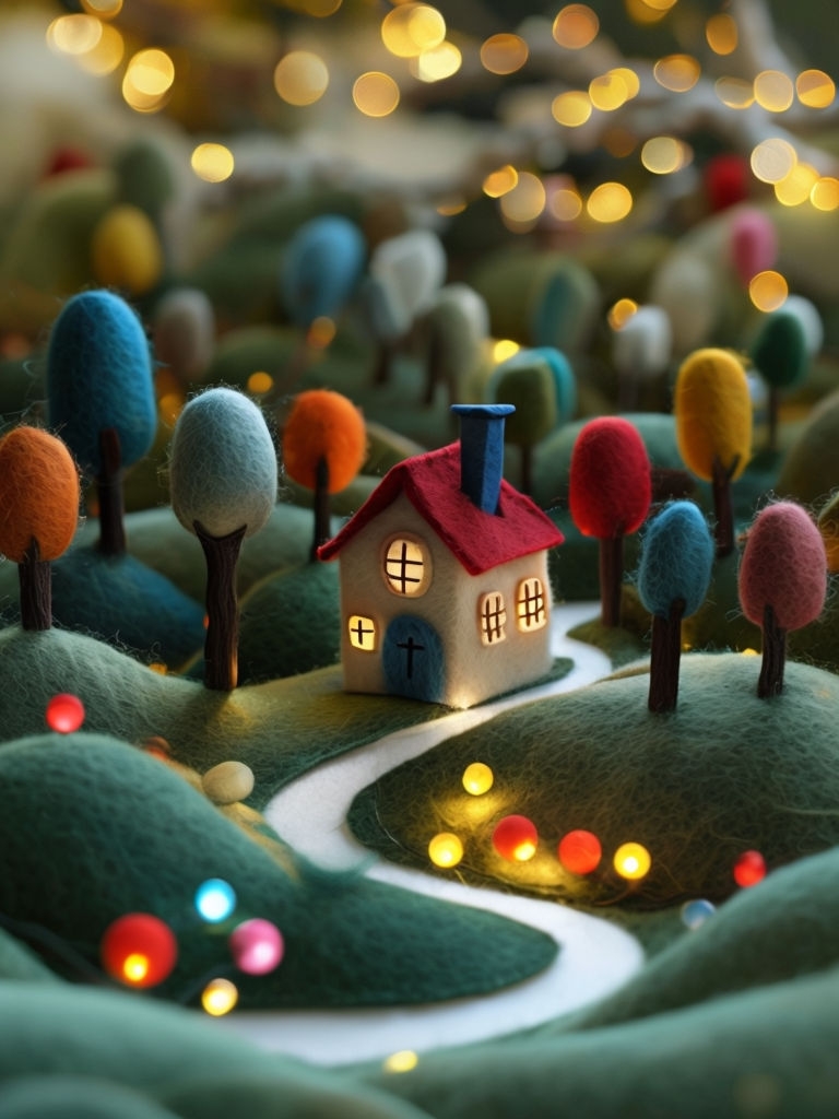 Whimsical Festive Felt Village Landscape Photograph Art