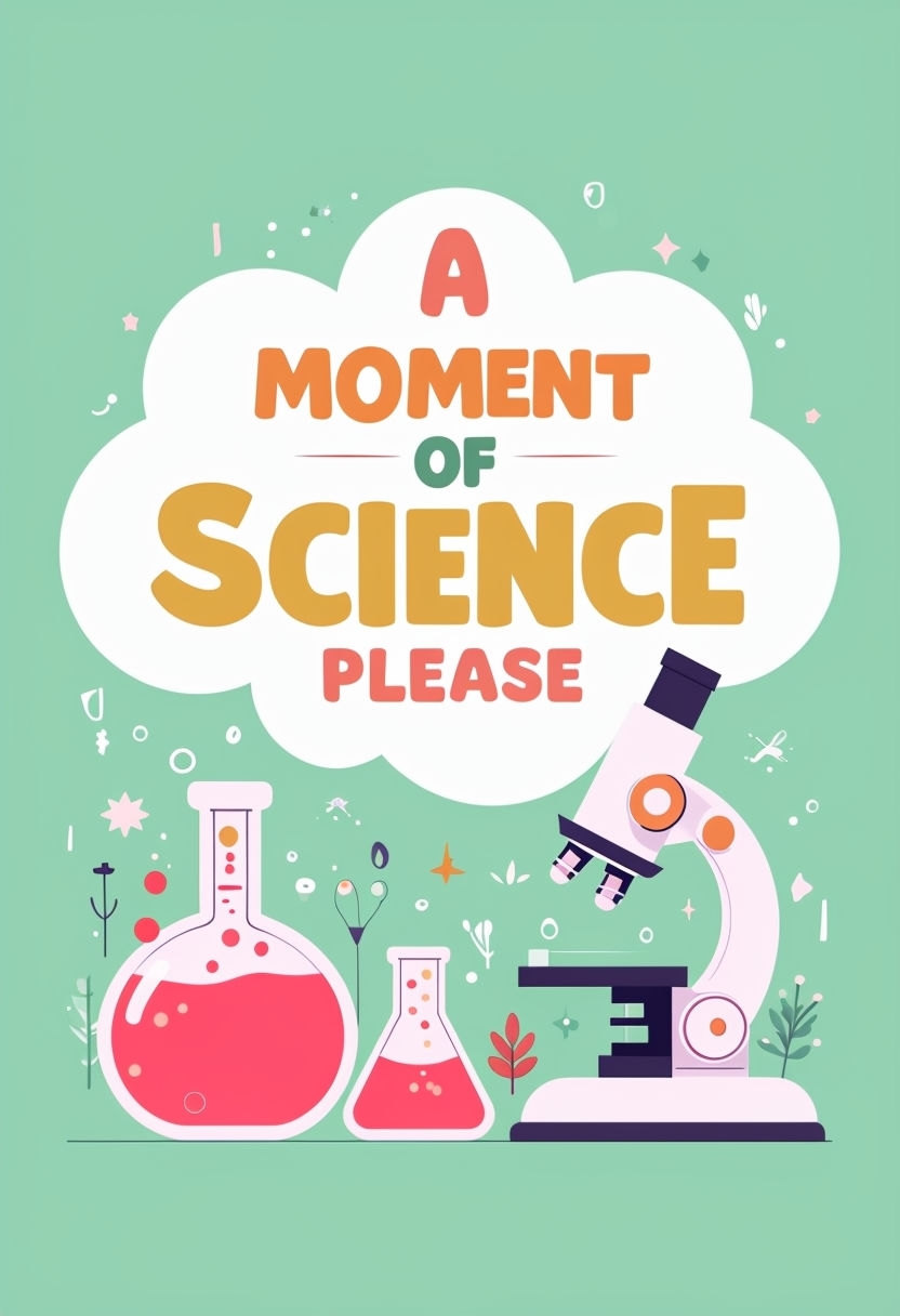 Playful Science-Themed Illustration with Colorful Cloud and Flasks Sticker