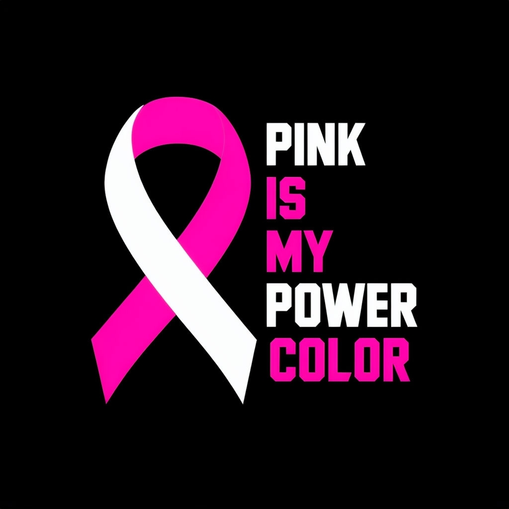 Bold Pink and White Ribbon Empowerment T-Shirt Design