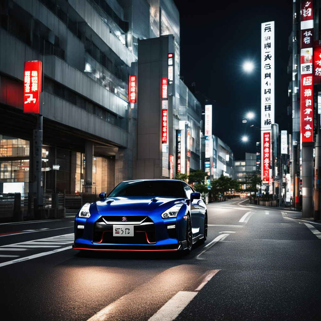 Nissan Gtr In Downtown Tokyo At Night With Dark Lighting By Nick