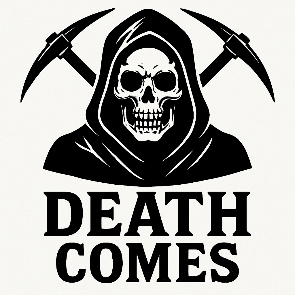 Grim Reaper Death Comes Vintage Stencil Art T-Shirt