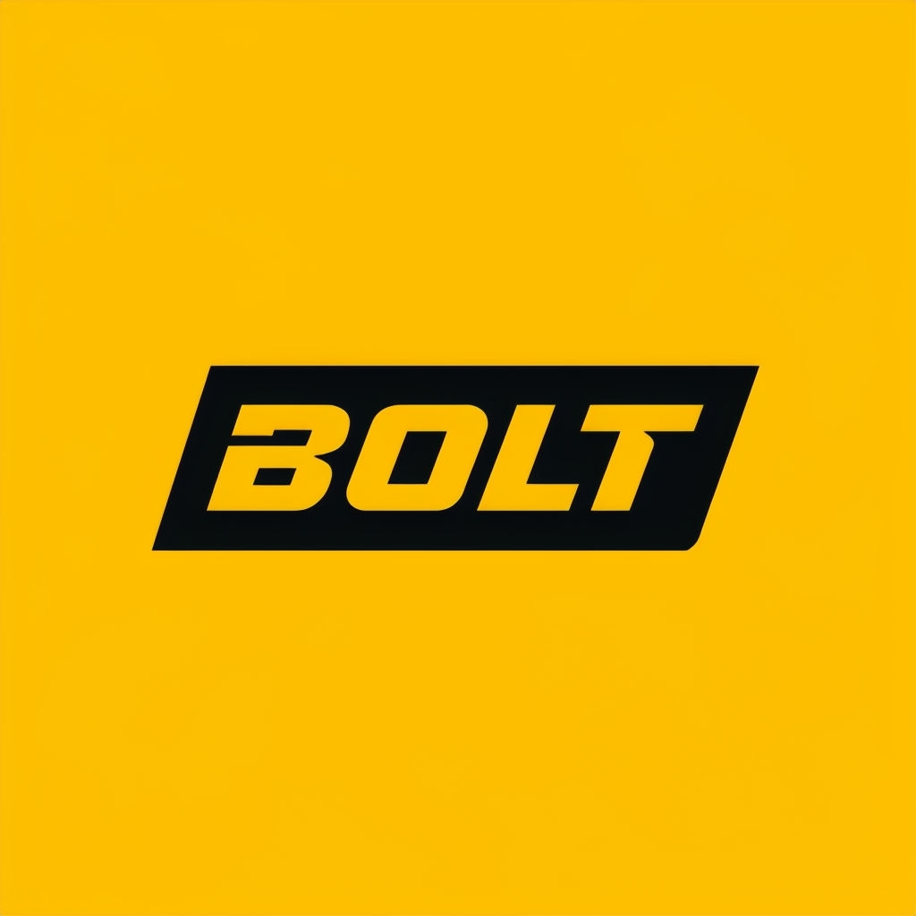 Bold Amber Yellow BOLT Logo on Vibrant Golden Background Logo