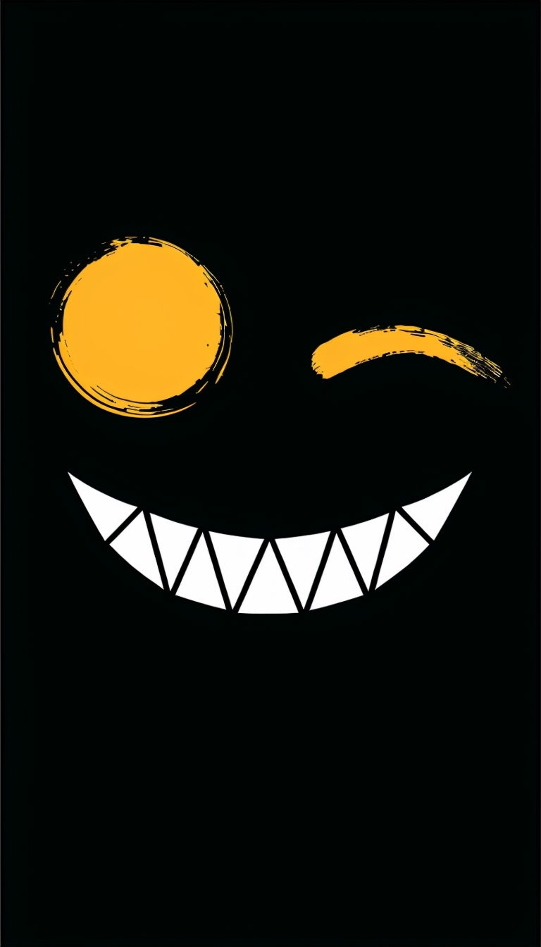 Stylized Geometric Face Illustration on Black Background Mobile Wallpaper