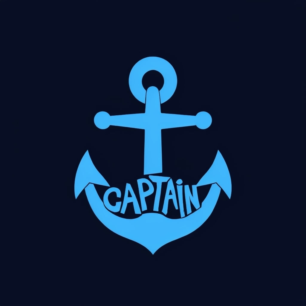 Stylized Captain Anchor Graphic in Sky Blue T-Shirt