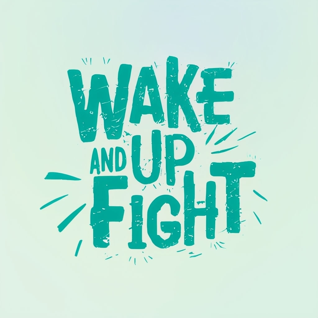 Vibrant Teal Motivational 'Wake And Up Fight' Poster