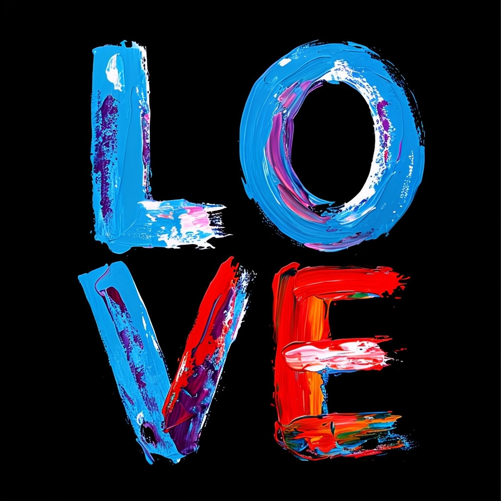 Vibrant LOVE Text Art on Black Background T-Shirt