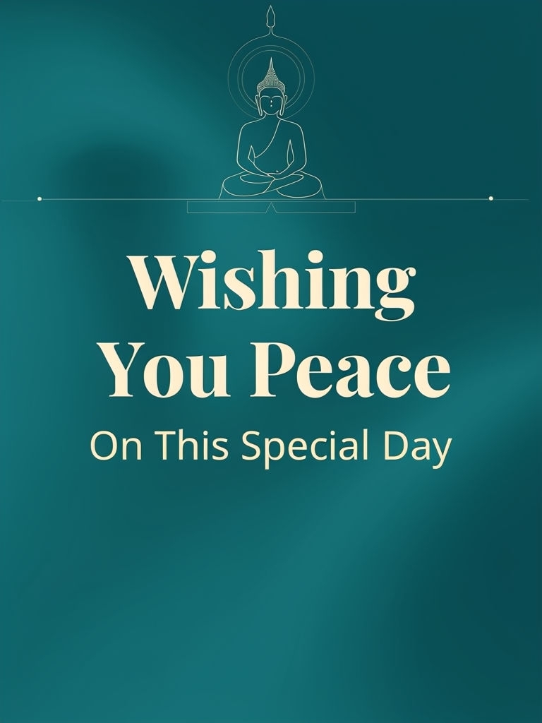 Minimalist Teal Vesak Greeting Card Design with Buddha Silhouette Card