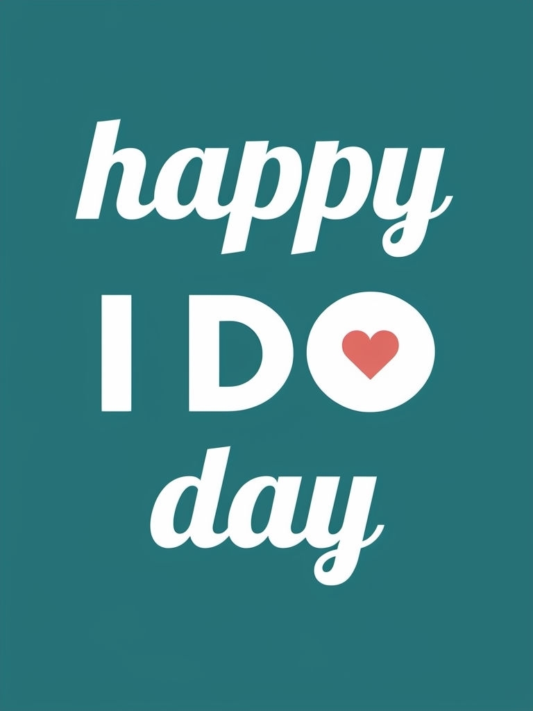 Happy I Do Day Minimalist Teal and White Graphic Invite Cards & Invites