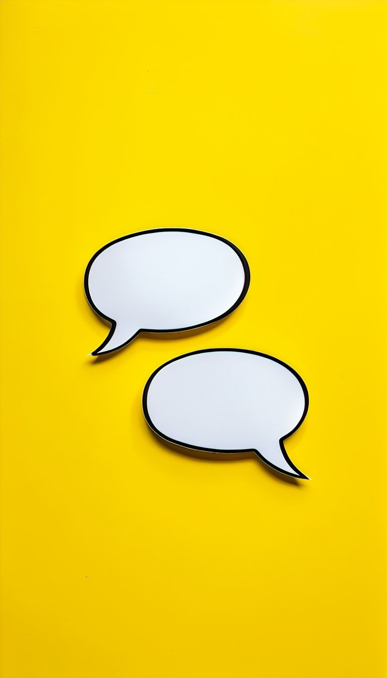 Playful Minimalist Speech Bubbles on Bright Yellow Background Social Media Post