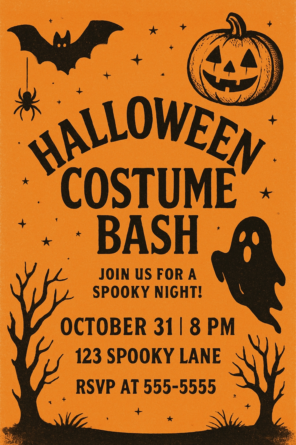 Vintage Halloween Costume Bash Invitation Poster Design