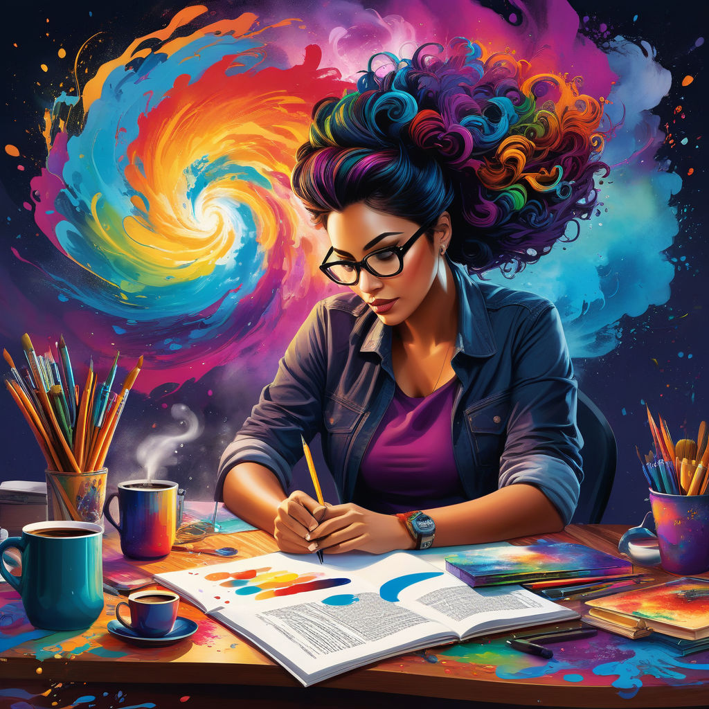 A stunning illustration depicting an artist or writer at the... by 최정희 ...