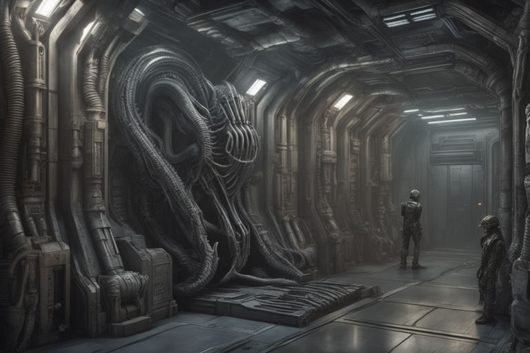 Scifi industrial giger bunker shaft mine corridor at spacesh... by ...