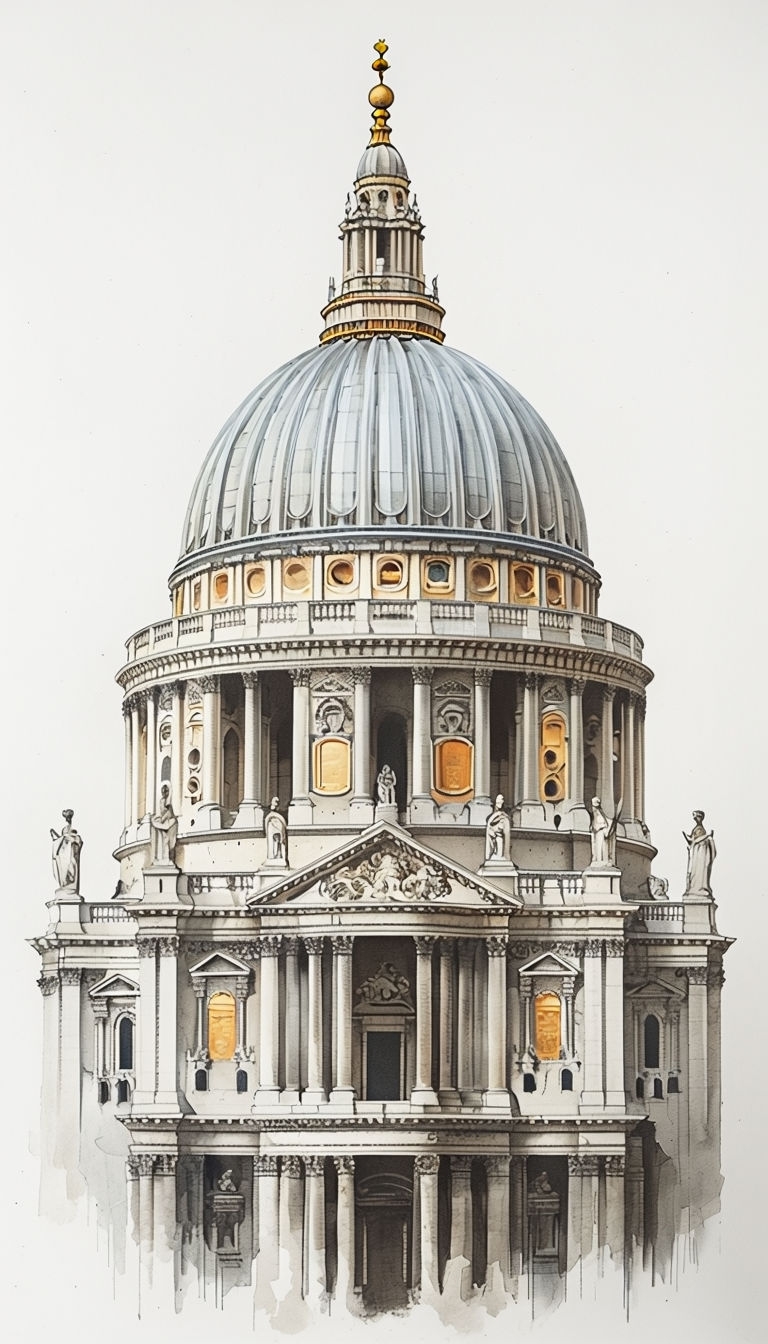 Elegant St. Paul's Cathedral Architectural Illustration Phone Case Cover