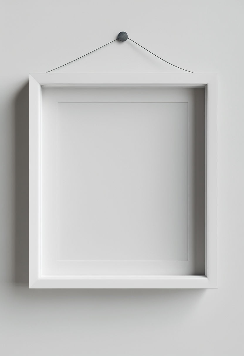 Sleek Minimalist White Picture Frame against Light Gray Wall Mockup