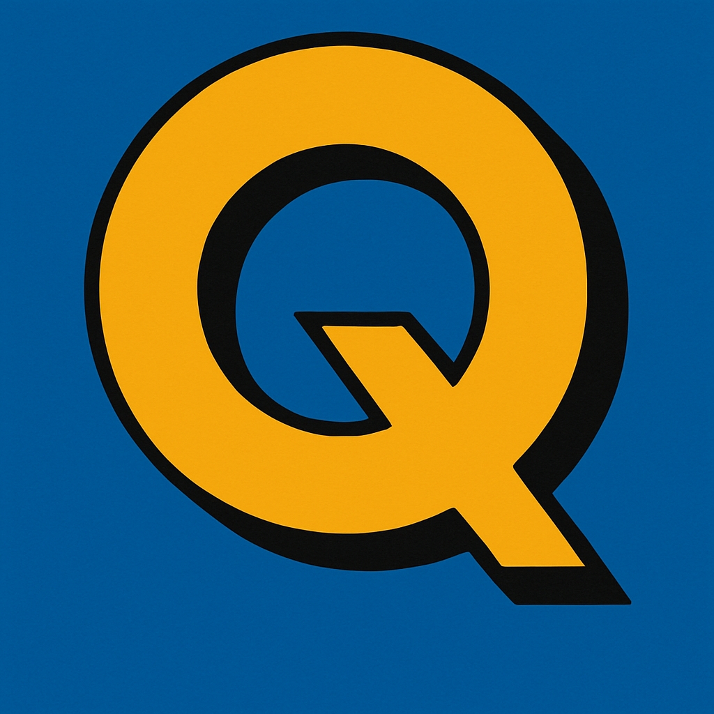 Vivid Amber Yellow Q Monogram on Sky Blue Background Sticker