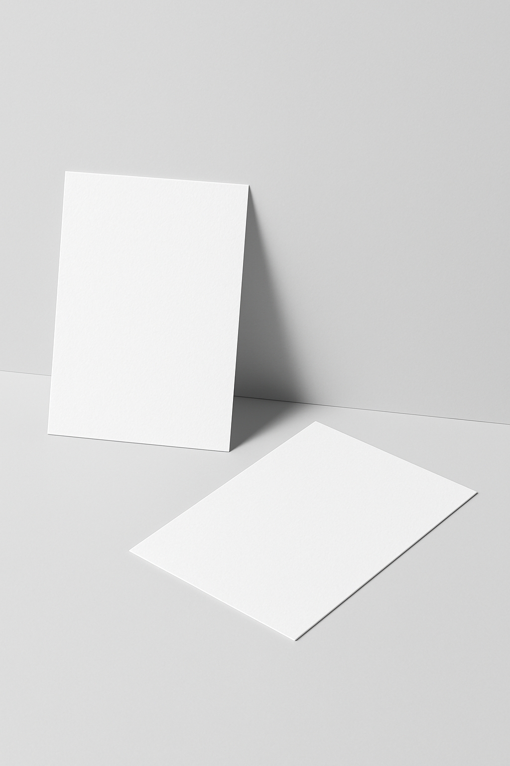 Minimalist White Card Mockup on Light Gray Surface