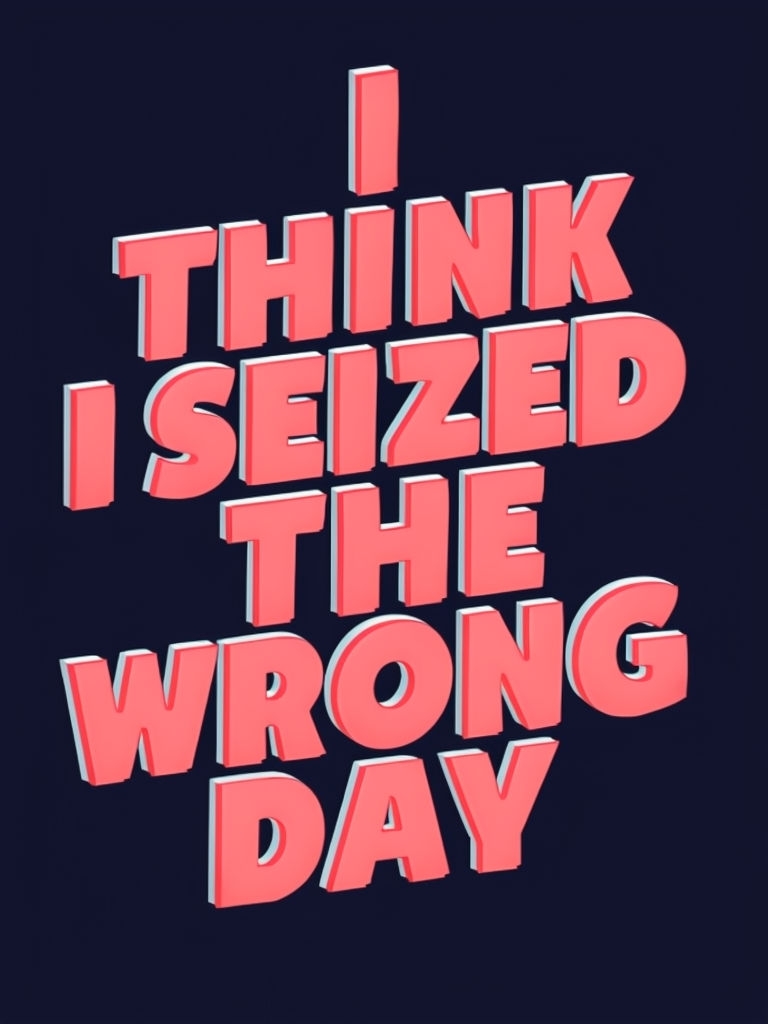 Bold Coral Pink 'I Think I Seized The Wrong Day' Typography Poster