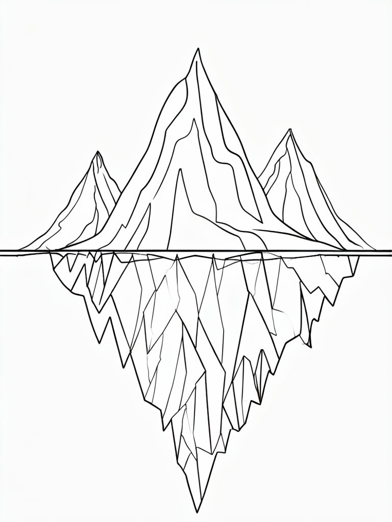 Abstract Mountain Landscape Minimalist Line Drawing Coloring Book Pages