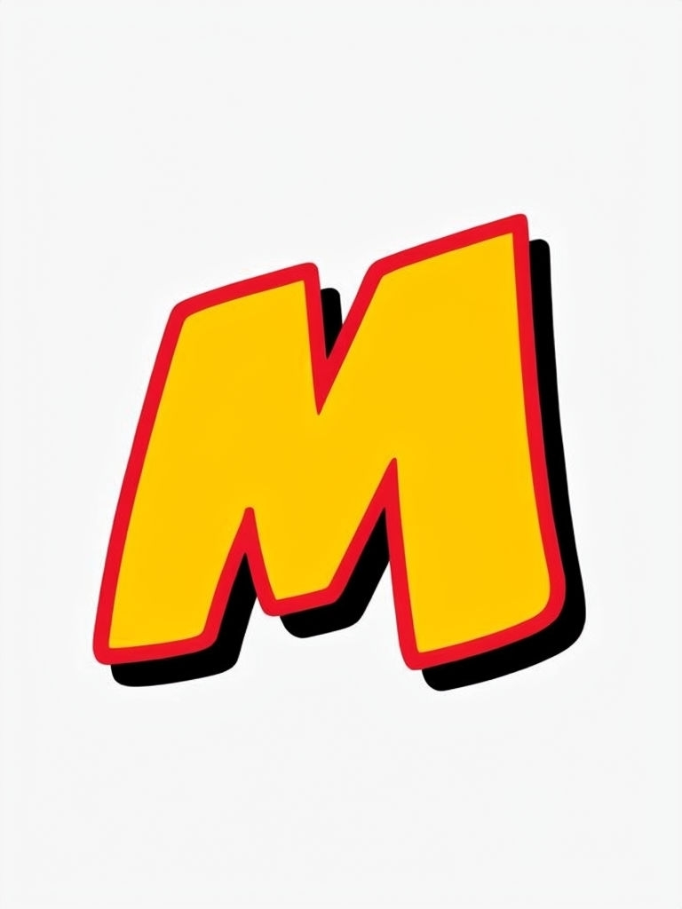 Vibrant Comic Style Bold 'M' Letter Graphic Sticker