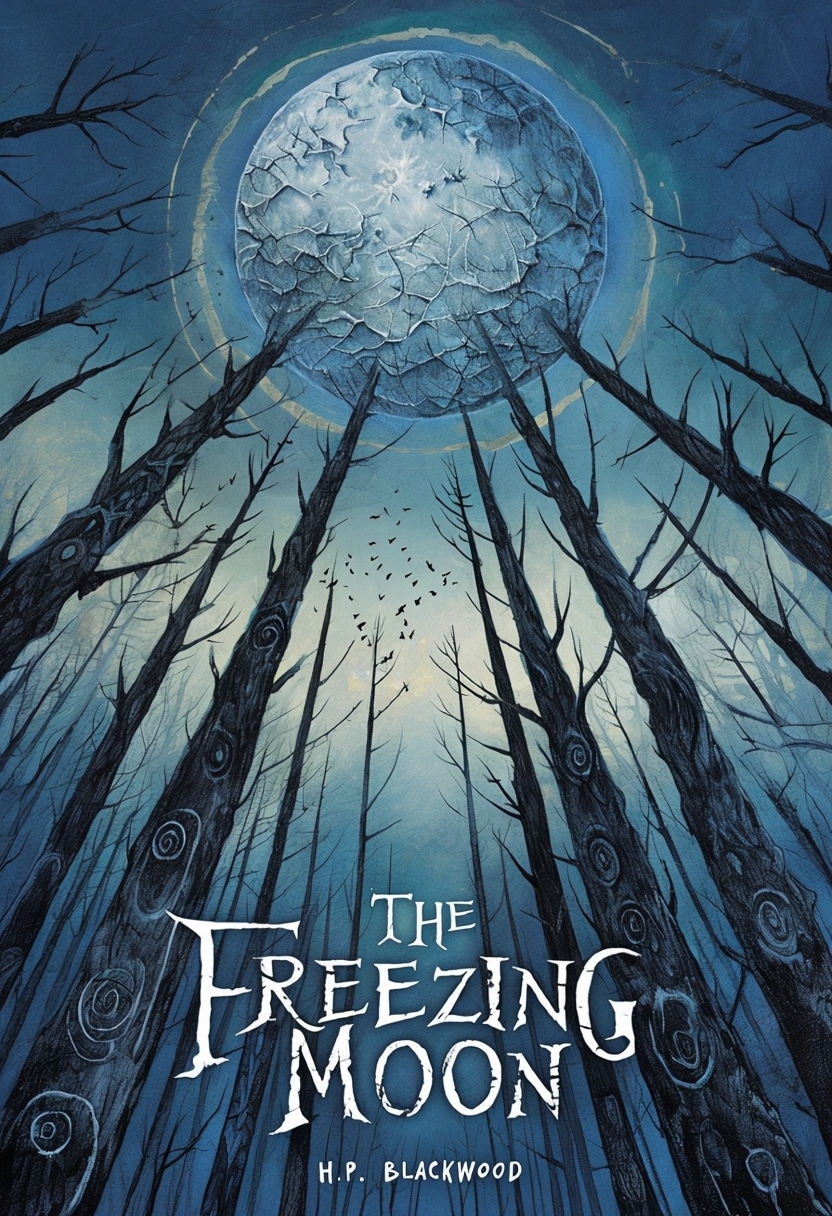 Eerie Nighttime Forest Scene for The Freezing Moon EBook Cover