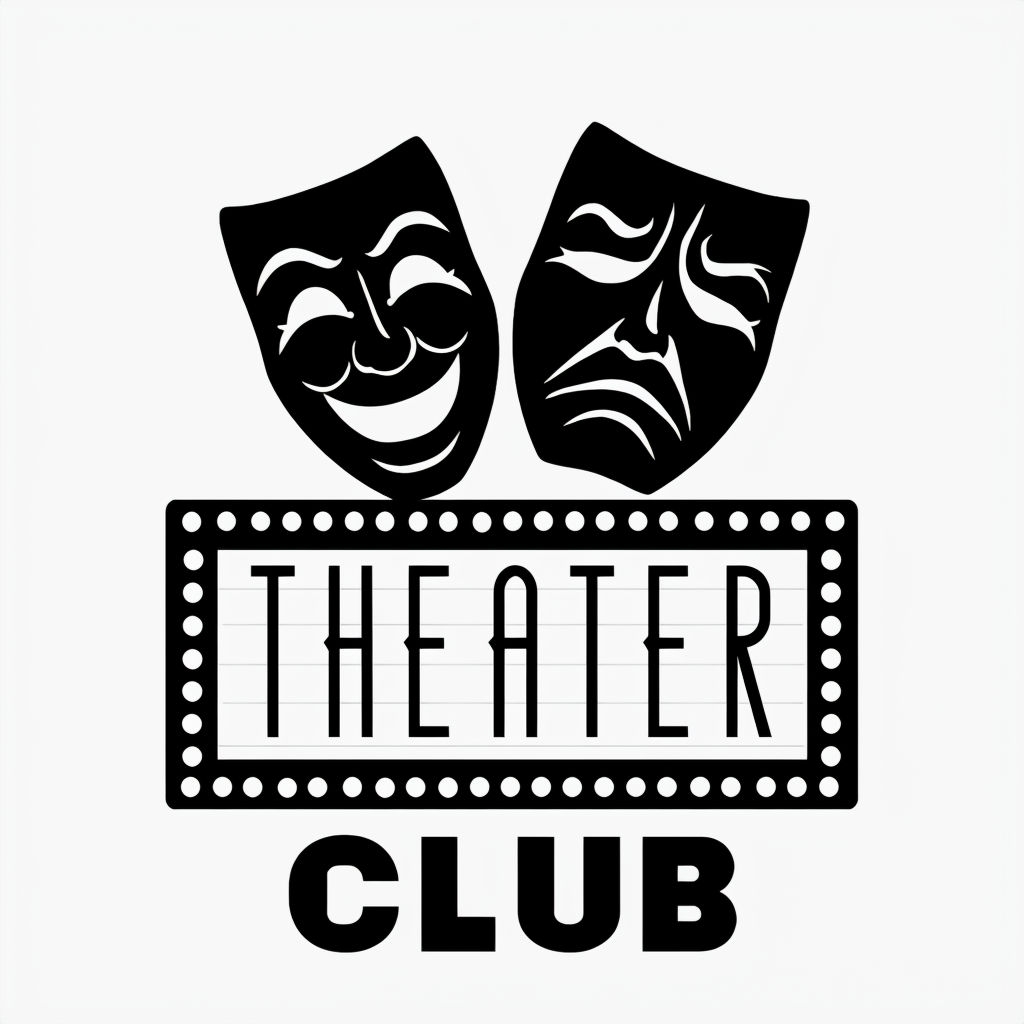 Theater Masks Design with Marquee Sign Art Poster