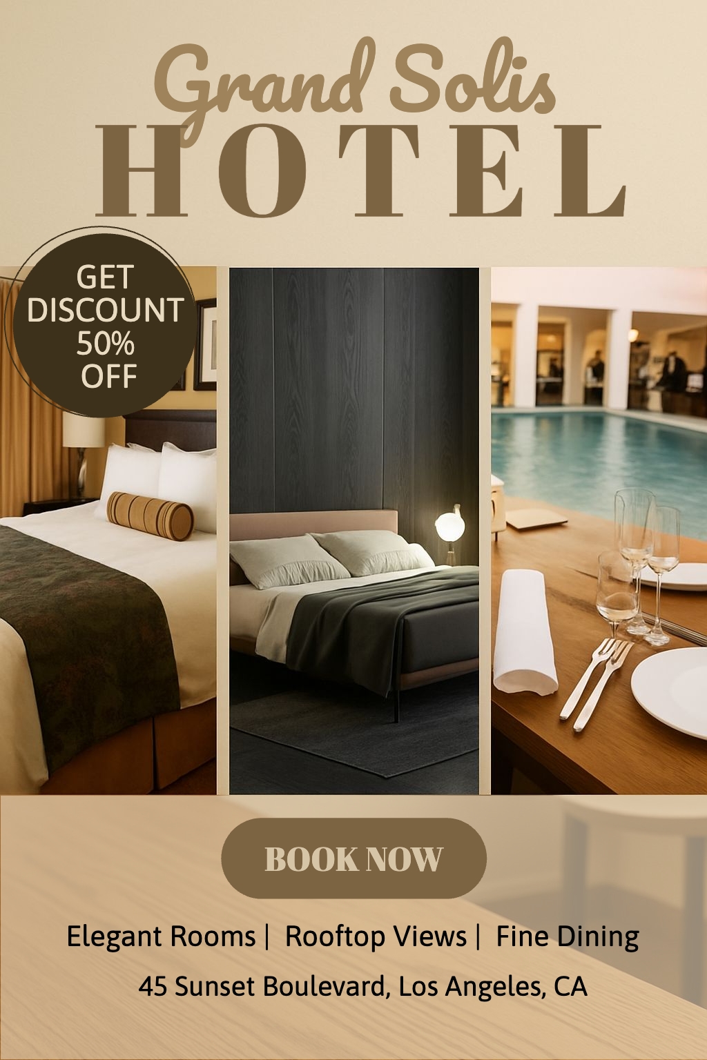Grand Solis Hotel Promotional Discount Flyer for Luxurious Stay