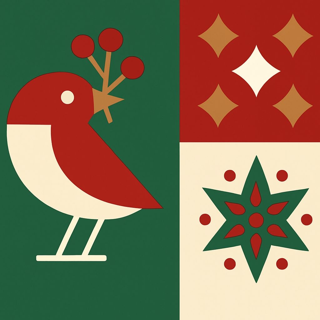 Modern Minimalist Bird and Geometric Shapes Seamless Pattern