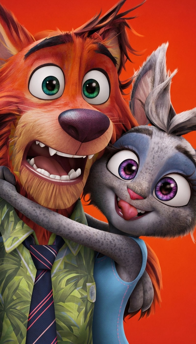 Nick Wilde and Judy Hopps Animated Characters Art Poster