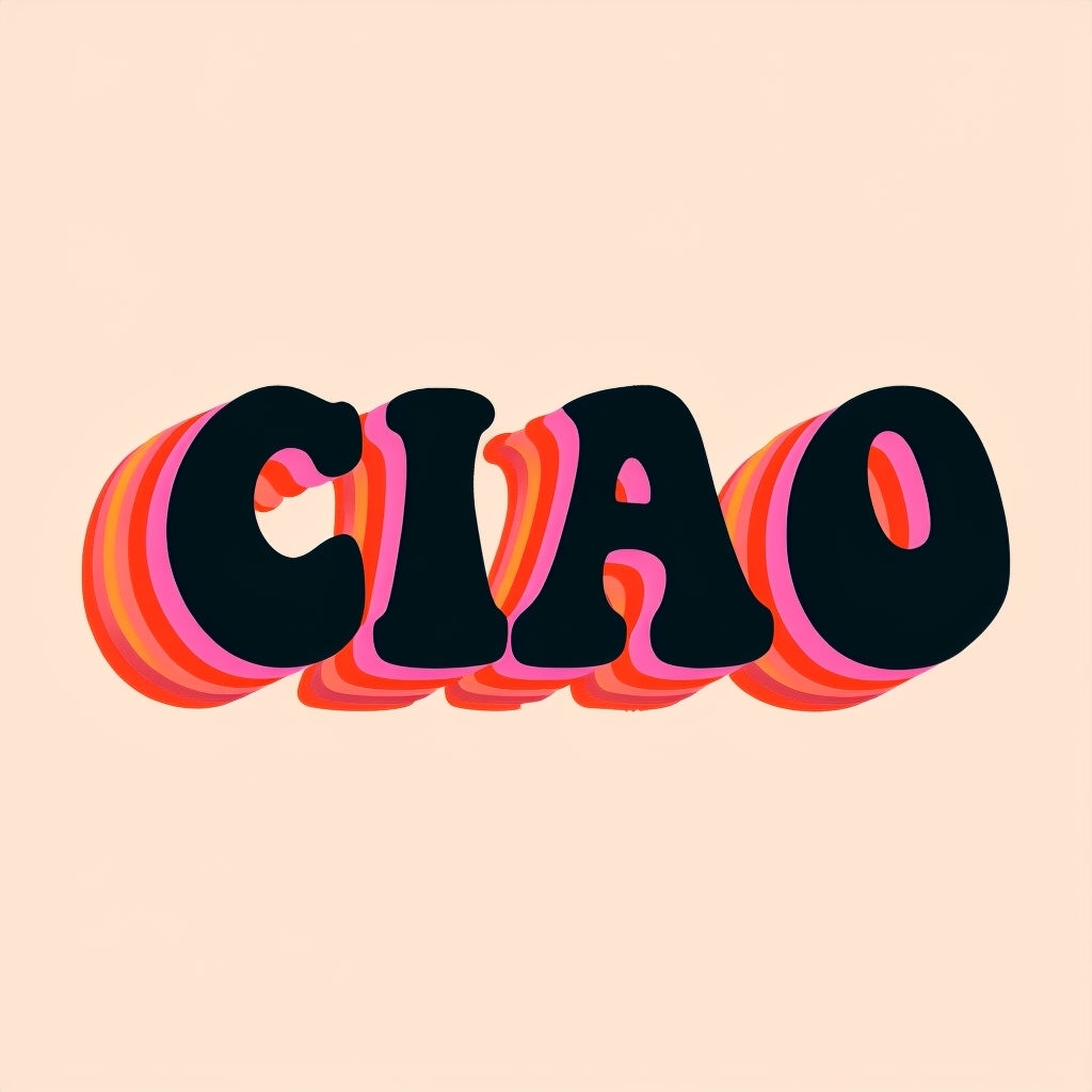 Bold CIAO Retro Striped Text Design T-Shirt