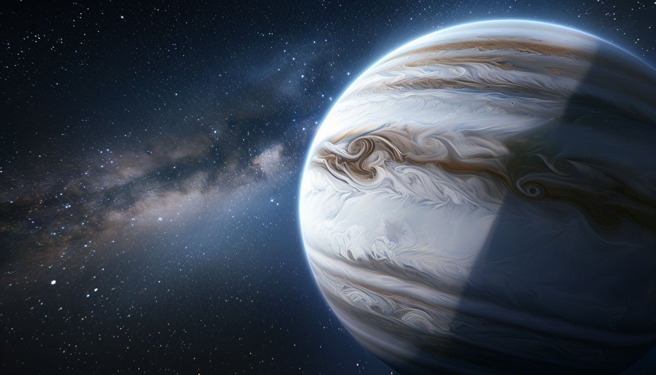 Stunning Cosmic Planetary Scene with Milky Way Background Virtual Backgrounds