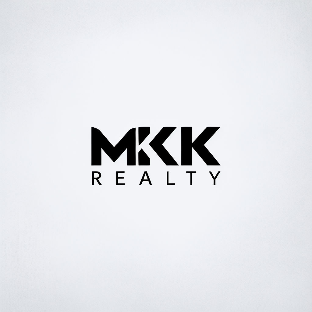 Minimalist MKK Realty Logo Design on Gray Background