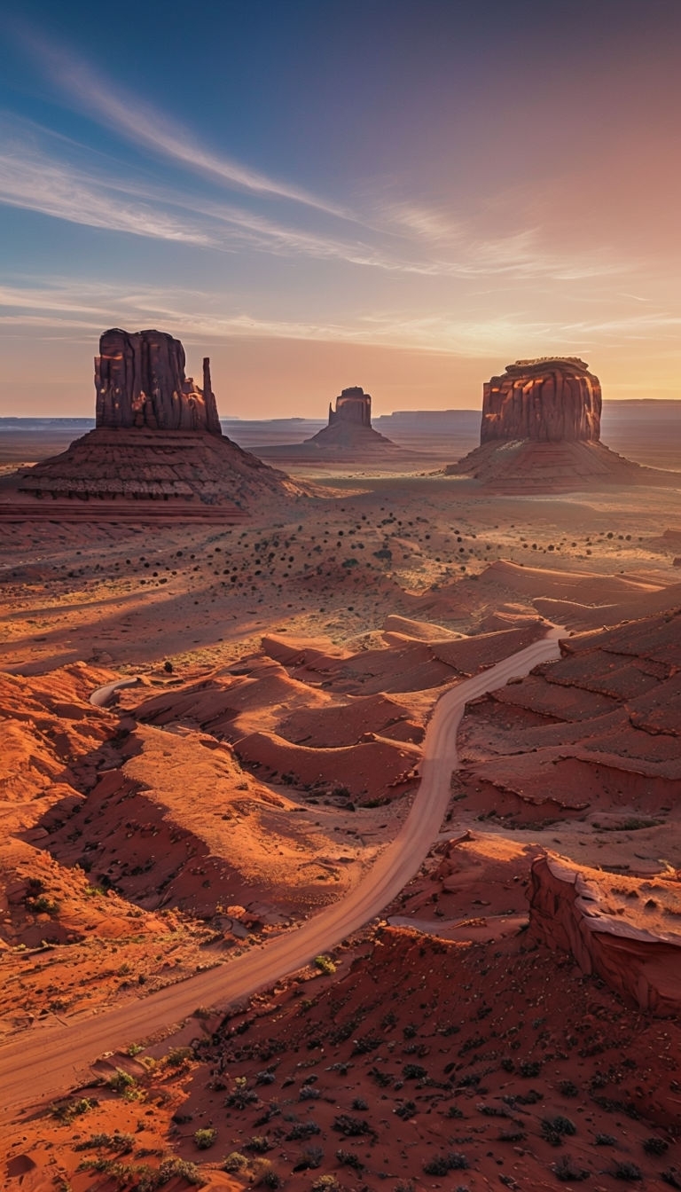 Majestic Monument Valley Sunset with Iconic Mesas Landscape Mobile Wallpaper