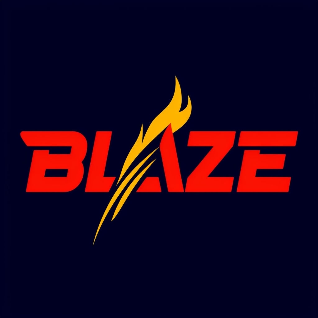 Bold Red Blaze Logo with Stylized Flame Element Design