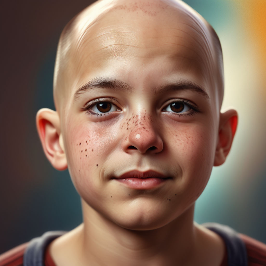 Bald boy with a single hair and a mole on his nose by Rebahan NanIndah ...