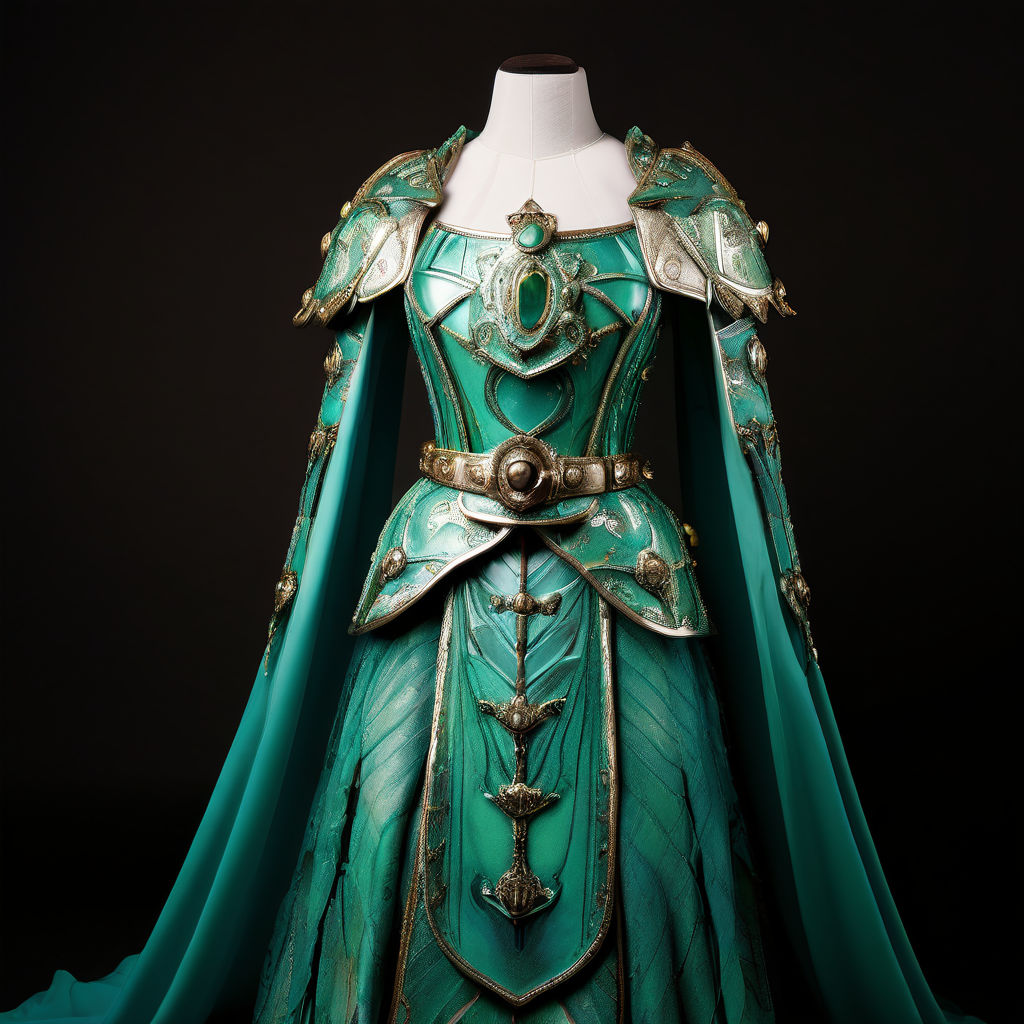 Armadura angelical medieval femenina aguamarine con verde es... by ...