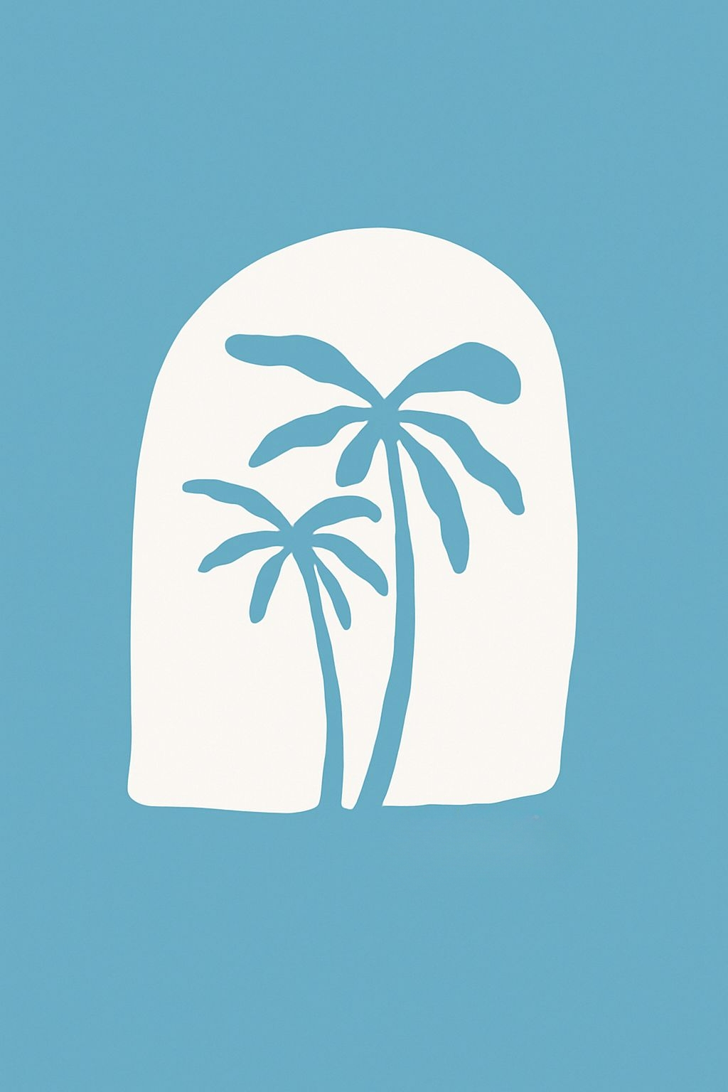 Minimalist Palm Trees Arch Design on Light Blue T-Shirt