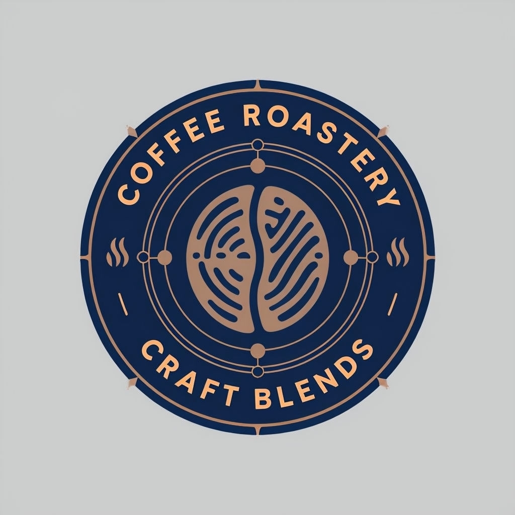 Modern Minimalist Coffee Roastery Logo Design in Navy and Taupe