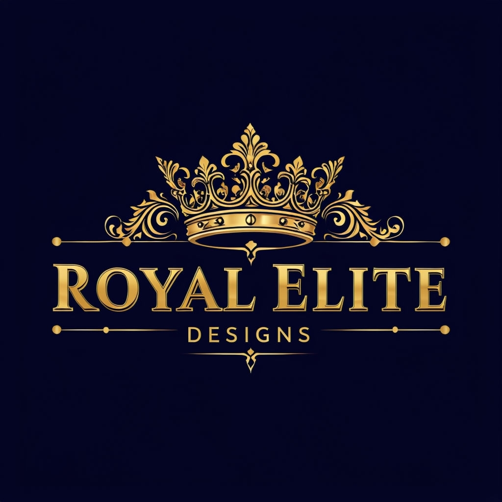 Luxurious Royal Elite Crown Logo Design on Navy Background