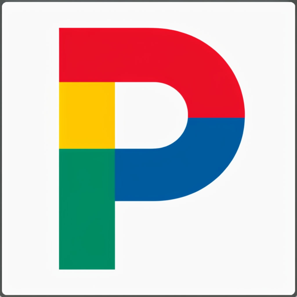 Vibrant Minimalist 'P' Logo in Classic Sans-Serif Font for Modern Branding Logo