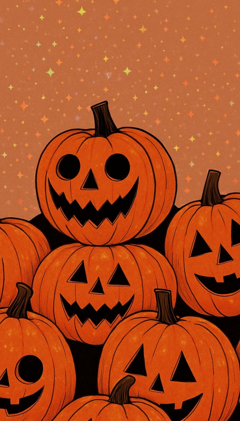 Vibrant Halloween Jack-o'-Lanterns Illustration Phone Case Cover