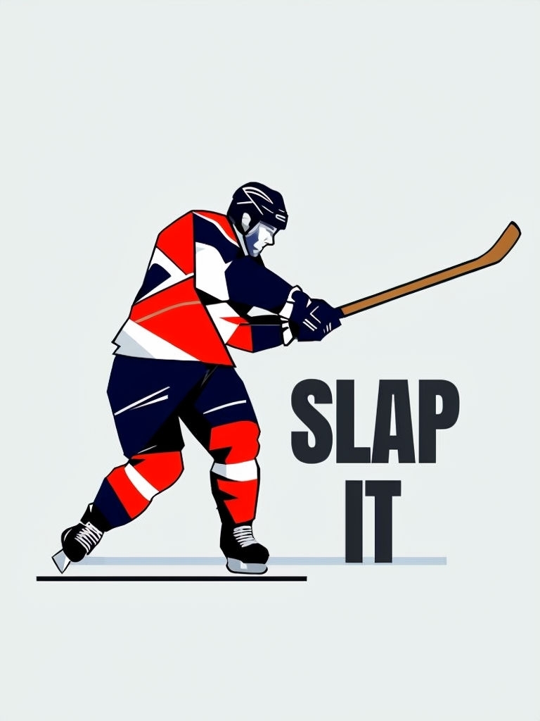 Dynamic Hockey Player Slap Shot Graphic T-Shirt